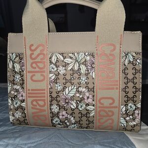 Cavalli Class Floral Beige Tote Bag